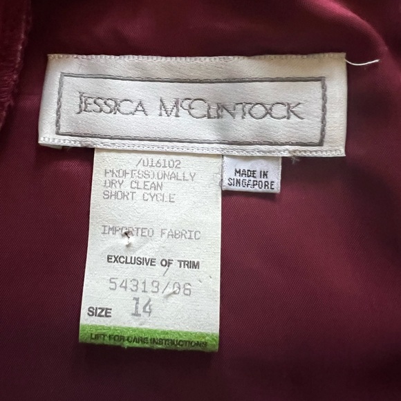 Vtg Jessica McClintock Velvet Hand Beaded Sequin Evening Gown Dress Burgundy 14 - Picture 7 of 17